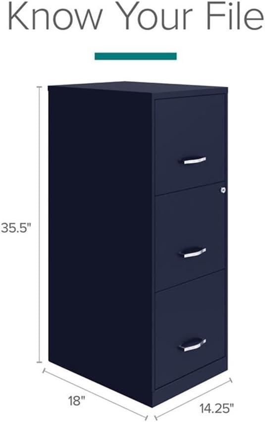Space Solutions 18" Deep 3 Drawer Smart Letter Width Vertical File Cabinet, Navy