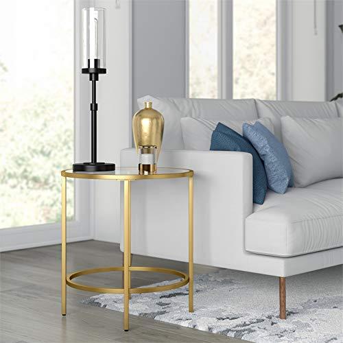 Evelyn&Zoe Sivil 20" Wide Round Side Table, Satin Nickel