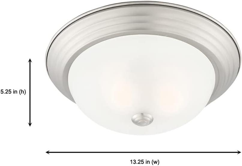 Contemporary Pewter 13'' Flush Mount Ceiling Light with Etched Glass