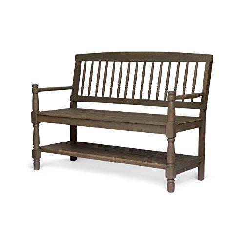 Cody Classic Gray Acacia Wood Outdoor Bench with Storage Shelf