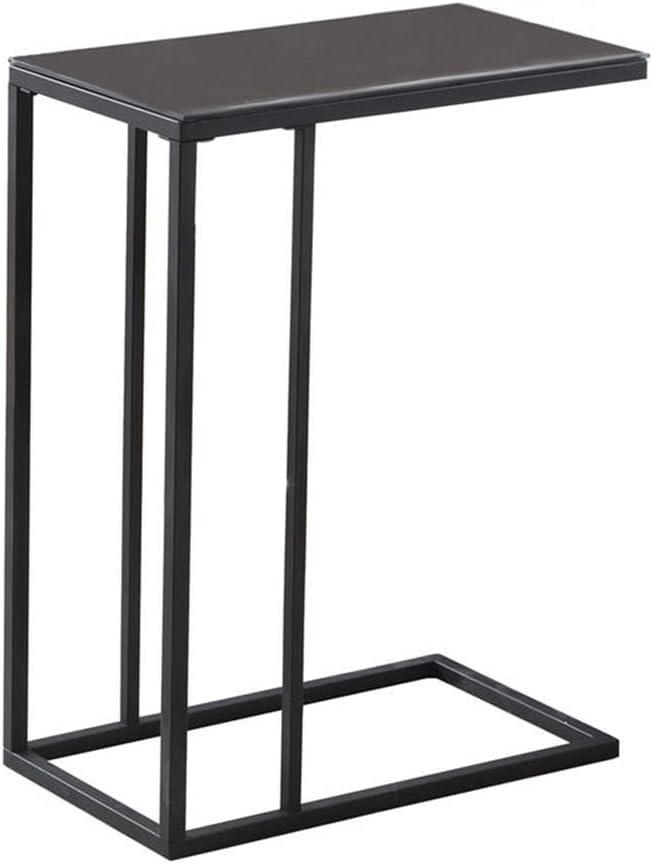 Monarch Specialties Accent Table, C-shaped, End, Side, Snack, Bedroom, Black Tempered Glass