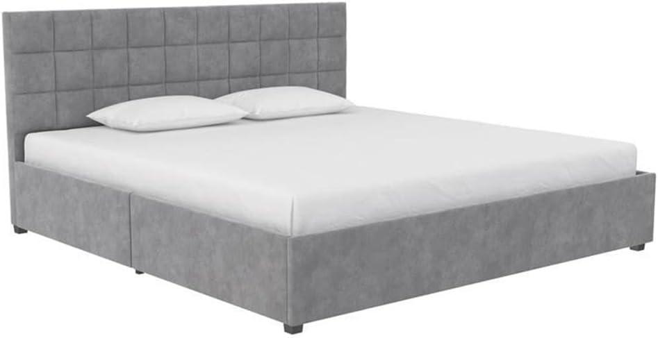 Serena Upholstered Bed with Drawers Light Gray Velvet - Cosmoliving By Cosmopolitan