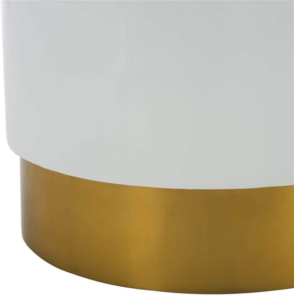 SAFAVIEH Angelo Round Modern Glam Side Table, White/Gold