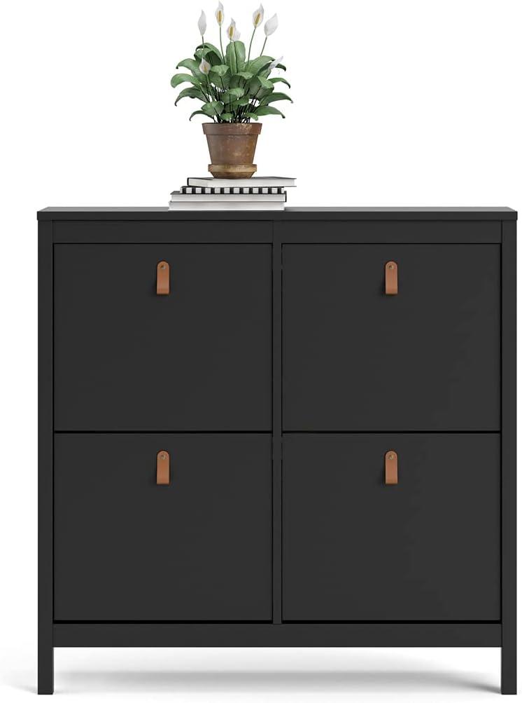 Matte Black Madrid Large 4-Drawer Wooden Shoe Cabinet
