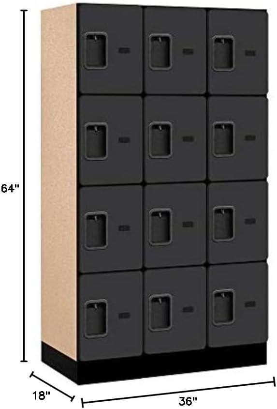 Black Four Tier Lockable Wood Locker Unit