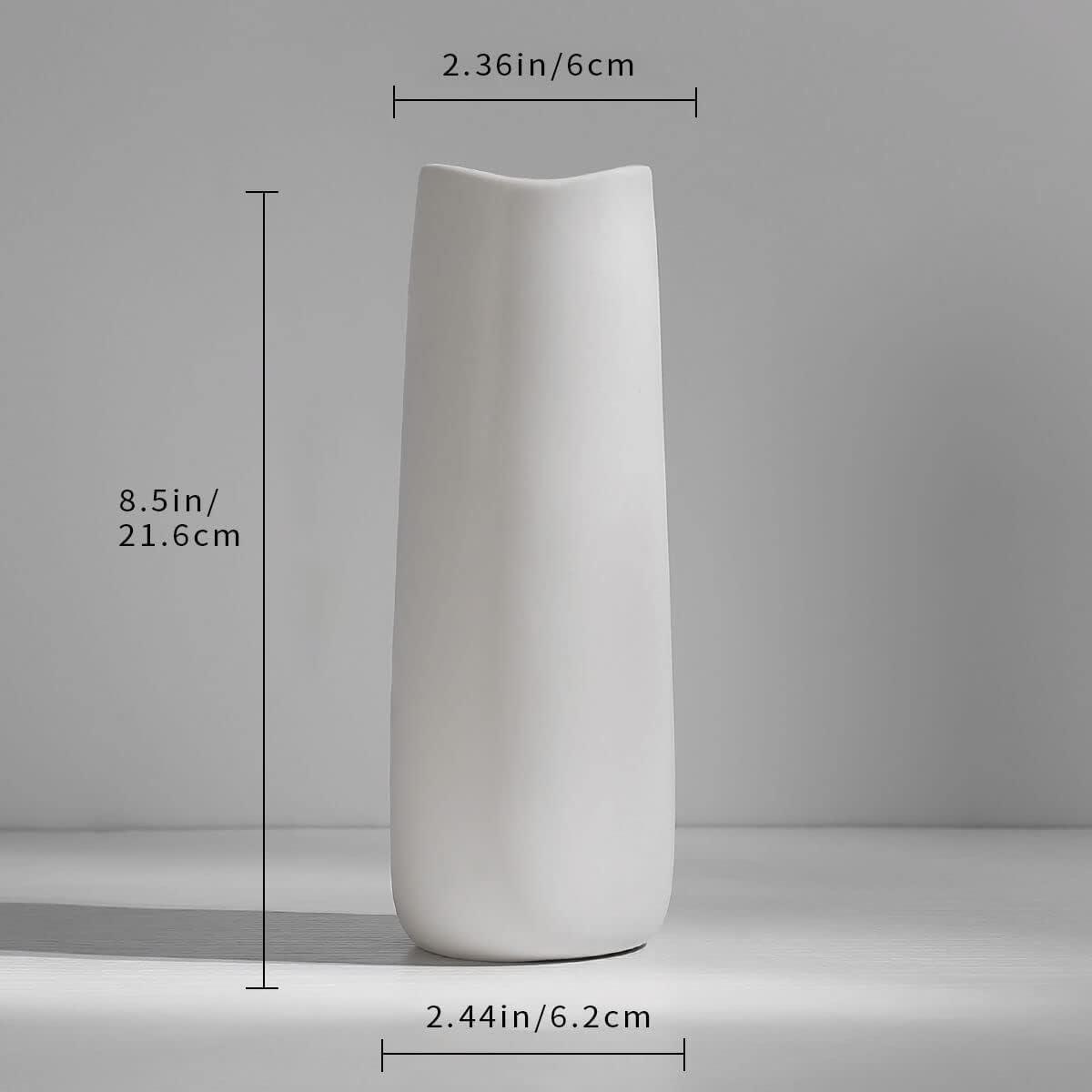 White Ceramic Geometric Decorative Table Vase