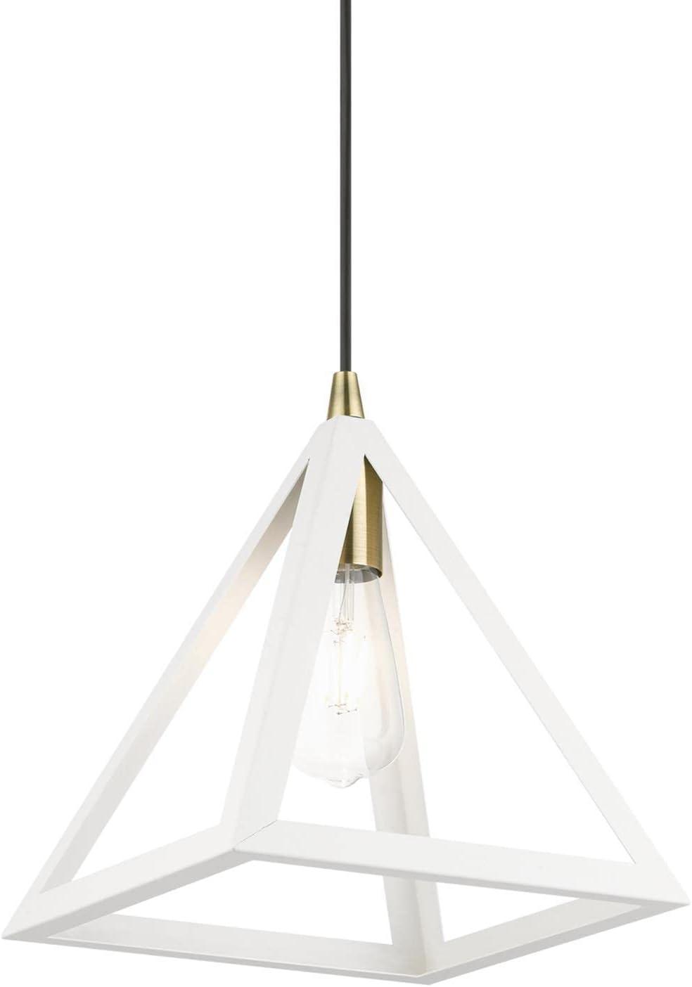 Livex Lighting Pinnacle 1 - Light Pendant in  Textured White/Antique Brass