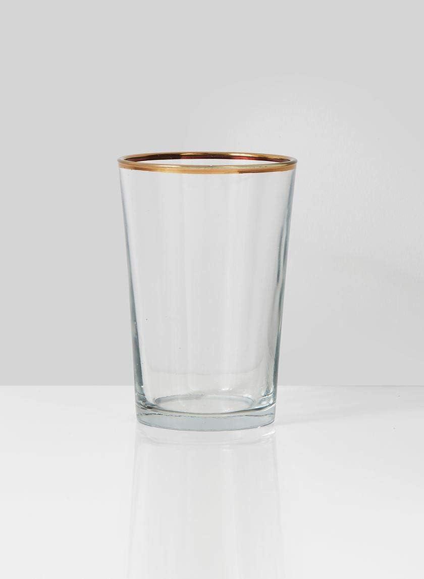 Set of 6 Gold Rimmed Clear Glass Votive Holders