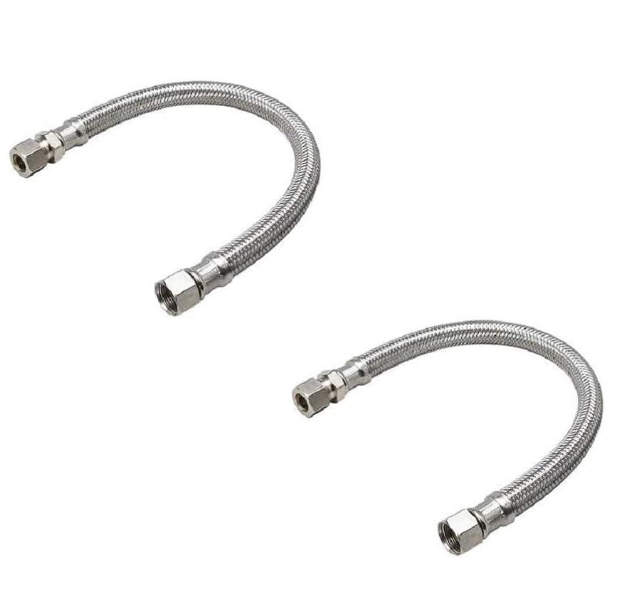 12" Faucet Supply Line Extension, 3/8" Male Comp x 3/8" Female Comp Stainless Steel Faucet Extension Hose Connector for Large Sink Longer Distance Extention, 1 Pack