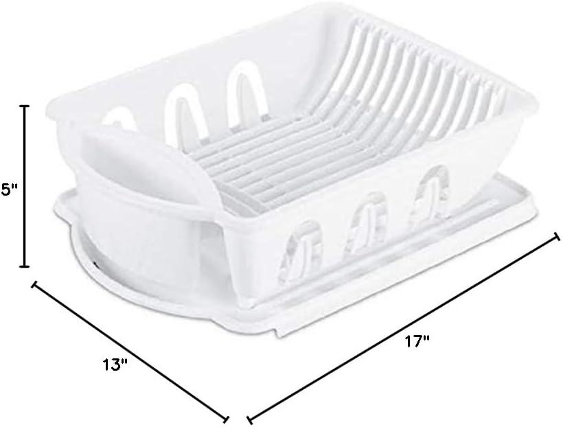 Sterilite 2-Piece Dish Rack Dish Drainer Set, White