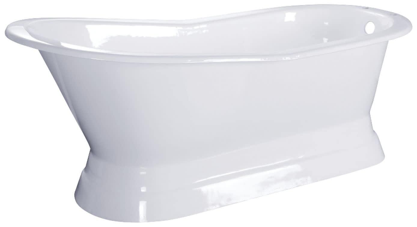 Kingston Brass Aqua Eden 67-Inch Cast Iron Oval Single Slipper Pedestal Tub (No Faucet Drillings)