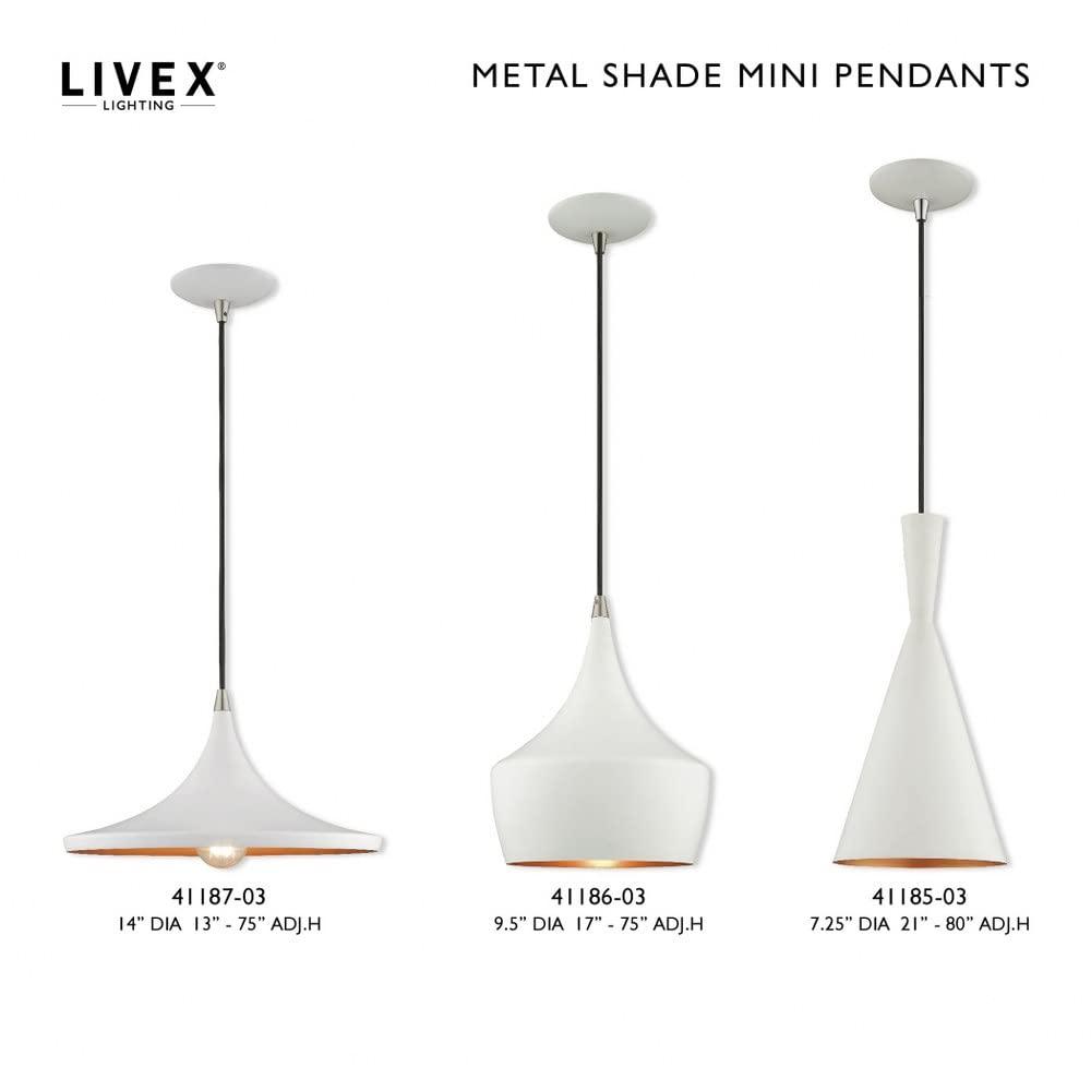 Livex Lighting Metal Shade 1 - Light Chandelier in  White
