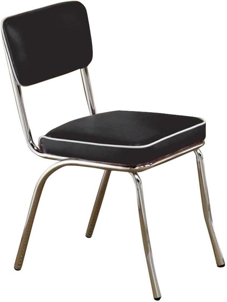 Home Square Retro Round Dining Table Set with 4 Chairs in Chrome