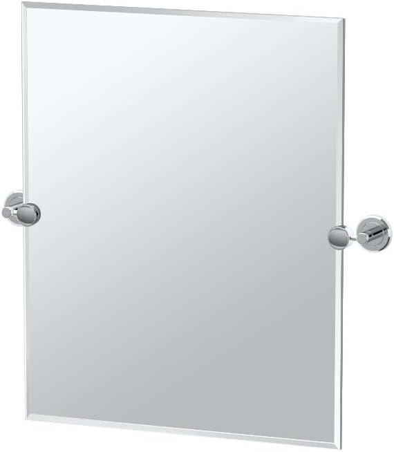 Latitude II Wall Mounted Frameless Beveled Rectangle Mirror | Pivoting Bathroom Vanity Wall Mirror