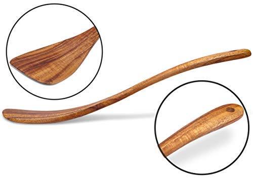 Jilla-hla Wooden Spatula Wooden Turner Acacia Wood,Long Handle Flat Frying Spatula Handmade for Kitchen Cookware (Frying Spatula) C52