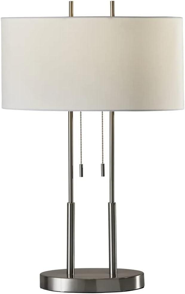 Duet Table Lamp Silver - Adesso: Modern Accent Lighting, Polyester Shade, Metal Body, ETL Listed