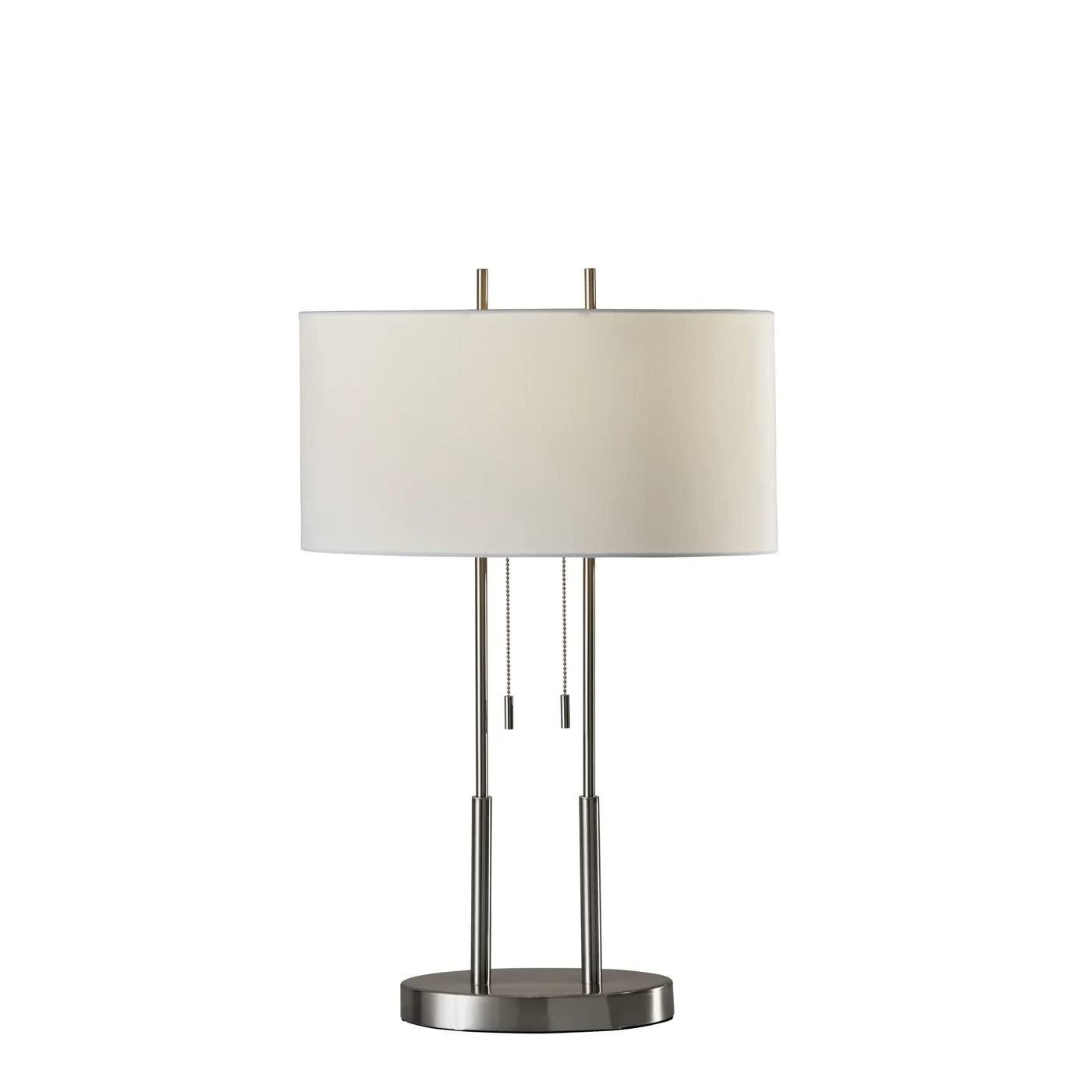 Duet Table Lamp Silver - Adesso: Modern Accent Lighting, Polyester Shade, Metal Body, ETL Listed