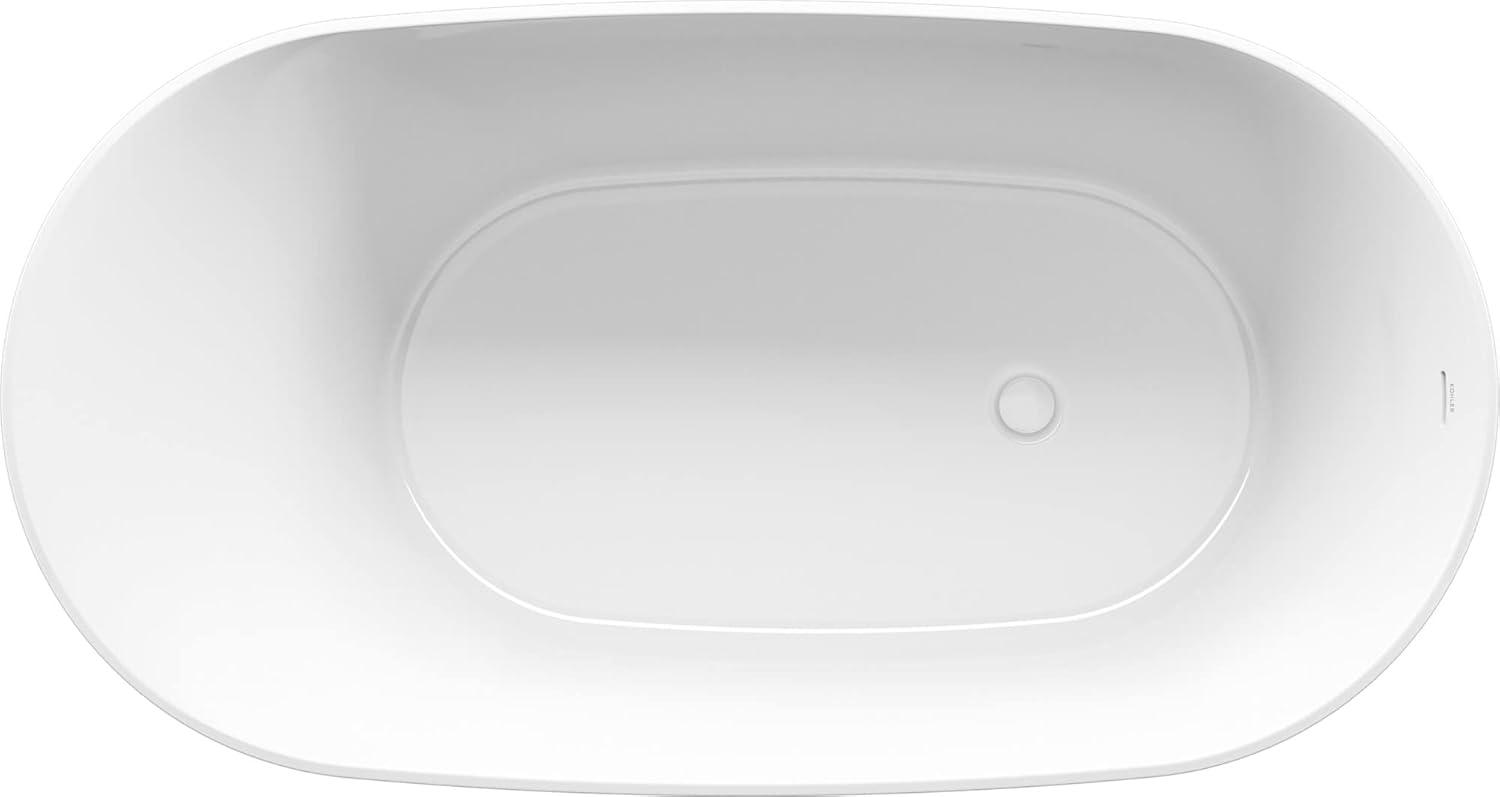 Brazn 34.94" x 65.87" Freestanding Soaking Acrylic with Bath Tub