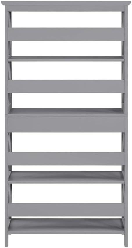 Convenience Concepts Oxford Five-Tier Bookcase with Drawer in Gray Wood Finish