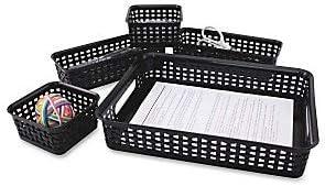 Advantus Thinkspace Plastic Weave Bins Black 5/Pack 37530