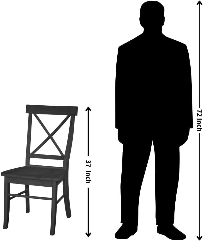 Set of 2 X Back Chairs with Solid Wood Seat Unfinished - International Concepts: Parawood, Kitchen Furniture