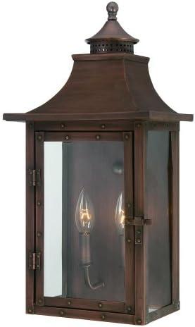 Copper Patina 20" Solid Copper Outdoor Wall Lantern with Clear Glass