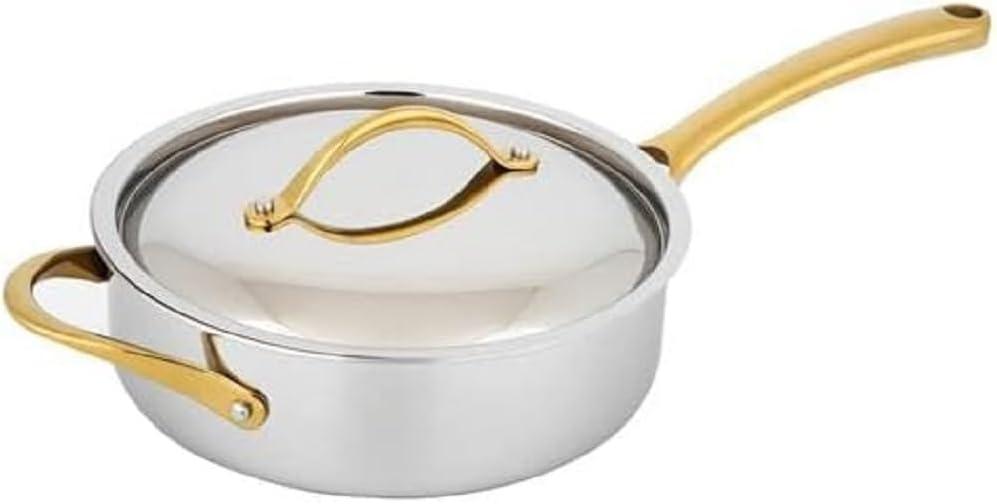 NutriChef 3.4-quart Sauté Pan W/ Lid Cookware W/ Interior Coated Prestige Ceramic Non-Stick Coating