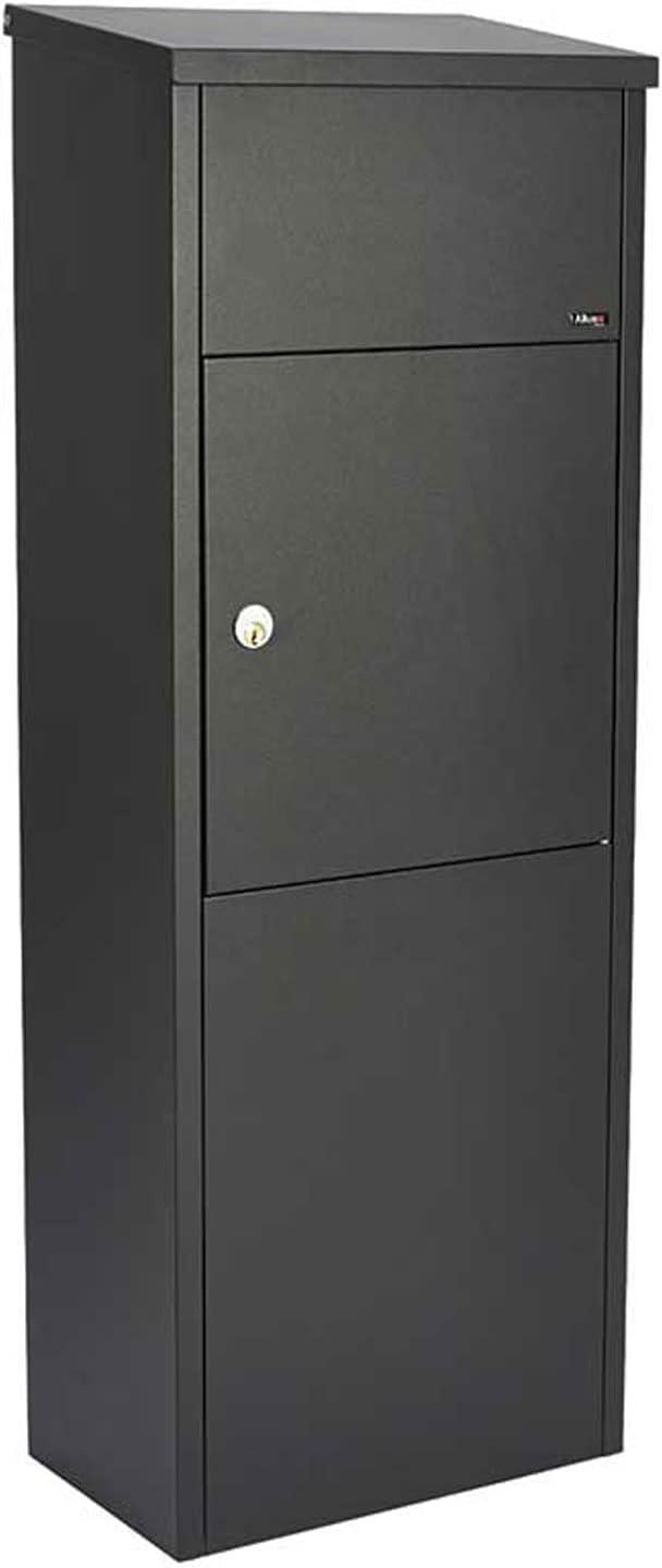 Allux Black Powder Coated Steel Top Loading Mailbox