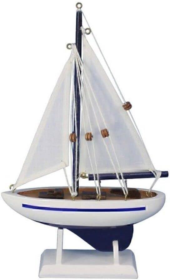 Hampton Nautical Wooden Enterprise Model Sailboat Christmas Ornament 9" - Tree Ornament - Wood M