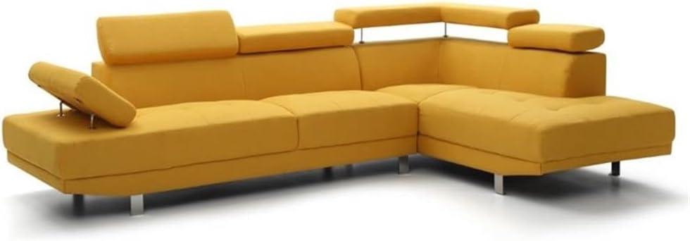 Glory Furniture Riveredge Twill Fabric Sectional in Yellow