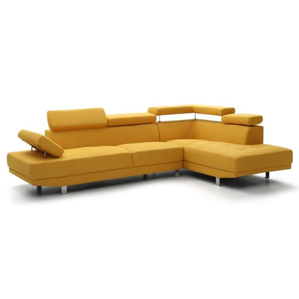 Glory Furniture Riveredge Twill Fabric Sectional in Yellow