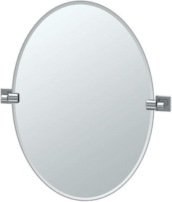 Elevate Frameless Oval Wall Mirror | Bathroom Vanity Pivoting and Beveled Mirror