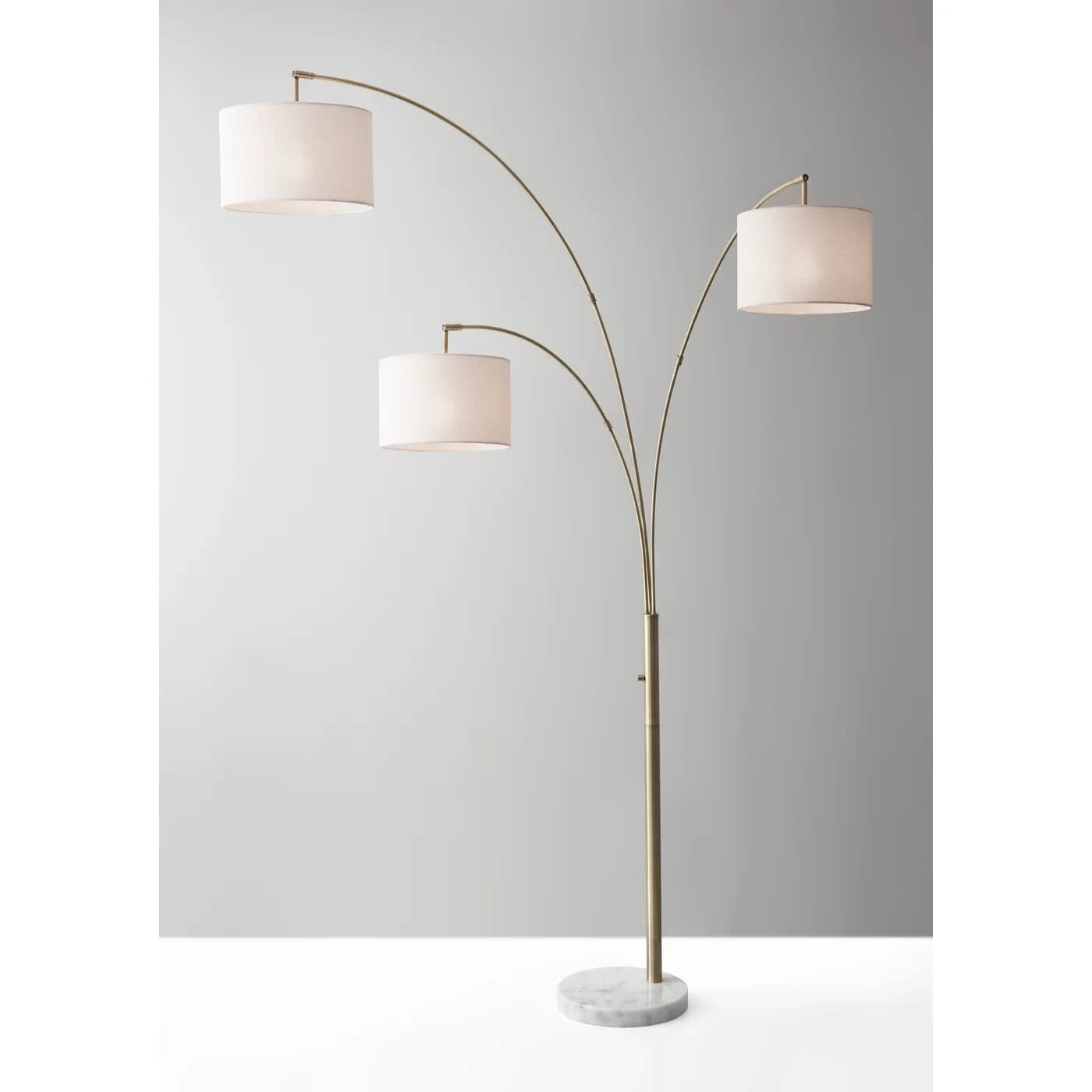 74" 3 Arm Bowery Arc Lamp Antique Brass - Adesso