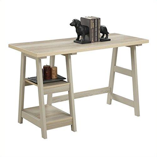 Convenience Concepts Designs2Go 29.25" Tall Trestle Desk with Shelves, Weathered White