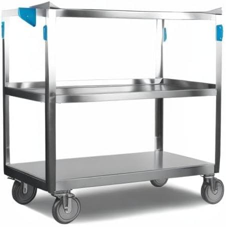 Large Silver Stainless Steel 3-Shelf Utility Cart