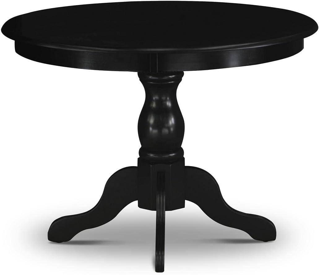 East West Furniture Eden Wood Dining Table with Pedestal Legs in Black