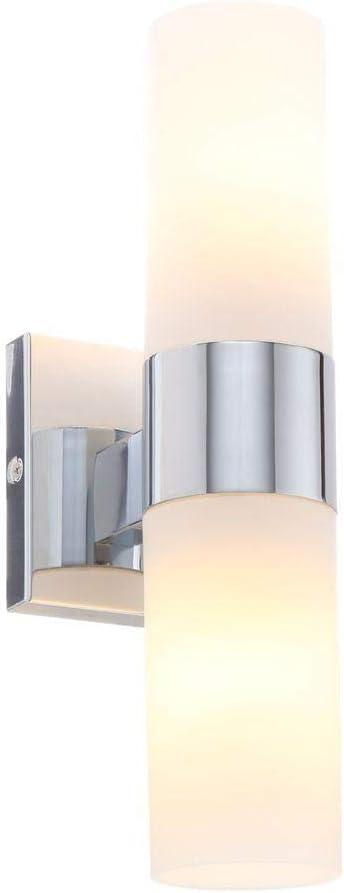 HTYSUPPLY 6212-77 2 Light Wall Sconce in Contemporary Style - 13.5 inches tall by 4.5 inches wide, Chrome Finish with Etched Opal Glass