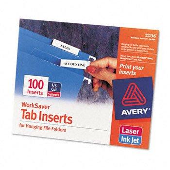 Avery Consumer Products Avery® Laser/Ink Jet Inserts For Hanging File Fold Paper Hanging Files Cabinet