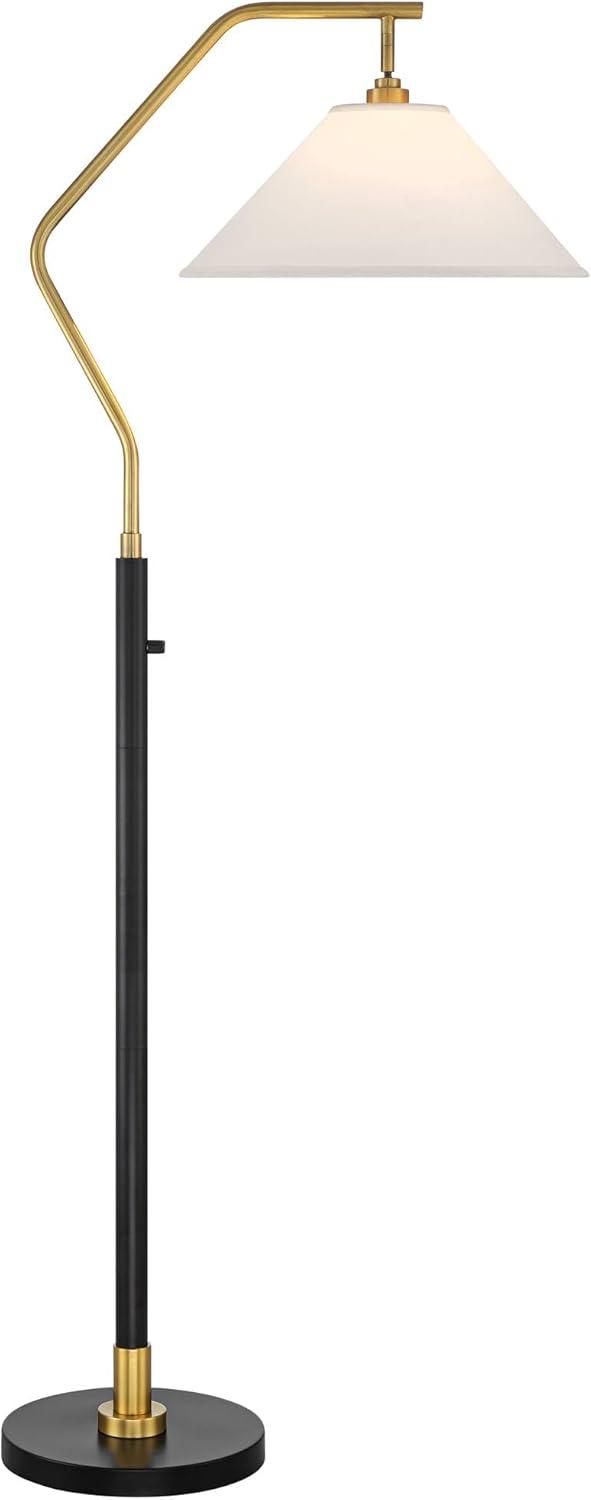 Possini Euro Design Rook Mid Century Modern 66" Tall Standing Floor Lamp Light Curved Chairside Arc with Dimmer Gold Black Metal Living Room Bedroom