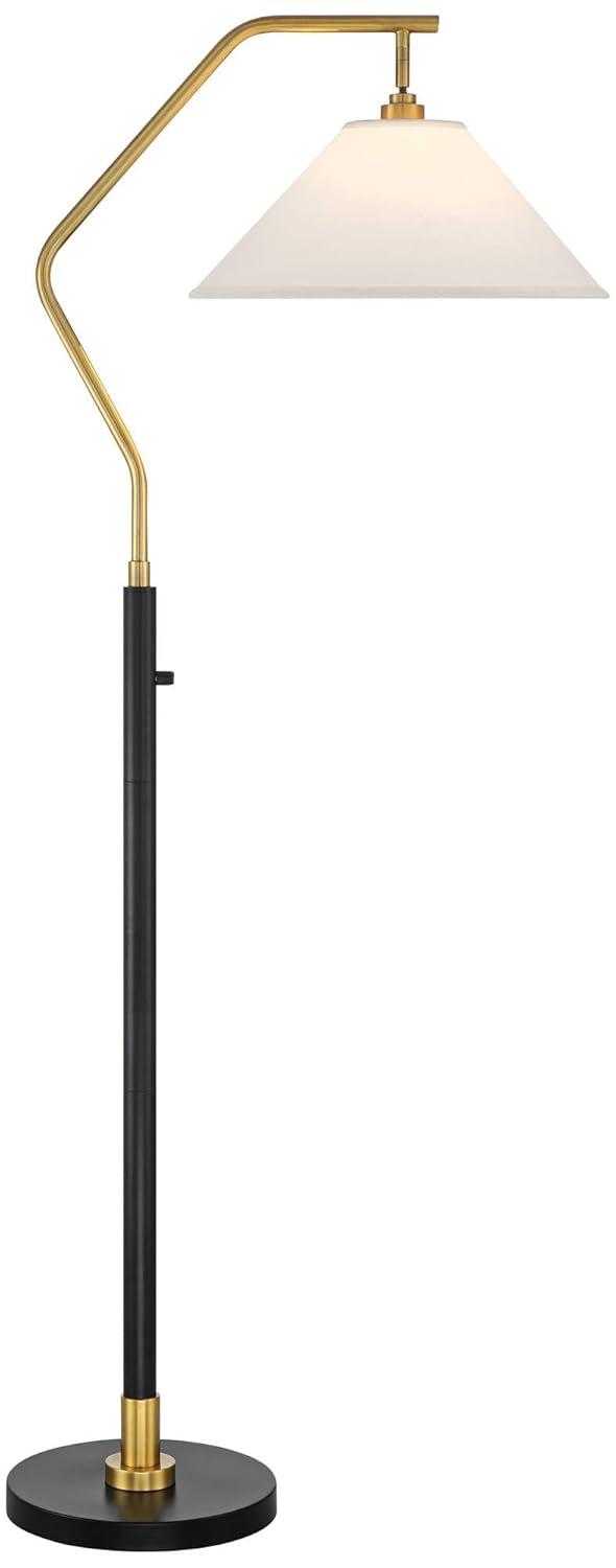 Possini Euro Design Rook Mid Century Modern 66" Tall Standing Floor Lamp Light Curved Chairside Arc with Dimmer Gold Black Metal Living Room Bedroom