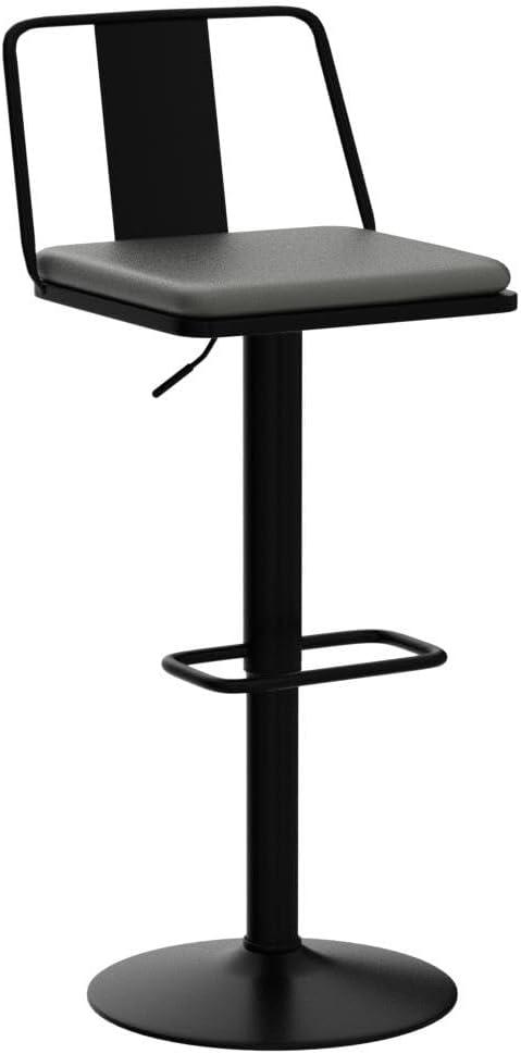 Metal Swivel Barstools Set of 2, Enlarged PU Leather Seat with Metal Back, Adjustable from 24" to 33" for Counter Height & Bar Height, Modern Design for Kitchen and Restaurant,MatteBlack
