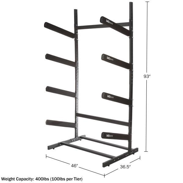 Rad Sportz 4-Level Freestanding Kayak Rack, Black