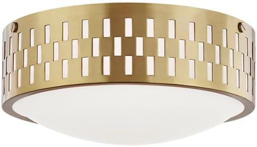 Aged Brass Opal Matte Glass 2-Light Contemporary Flush Mount