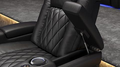 Valencia Tuscany Home Theater Seat - Nappa Leather Power Recliner with Cool Gel Memory Foam, USB-C/USB-A Charging, RGB LED Lights, Adjustable Lumbar & Headrest (Row of 2, Black)