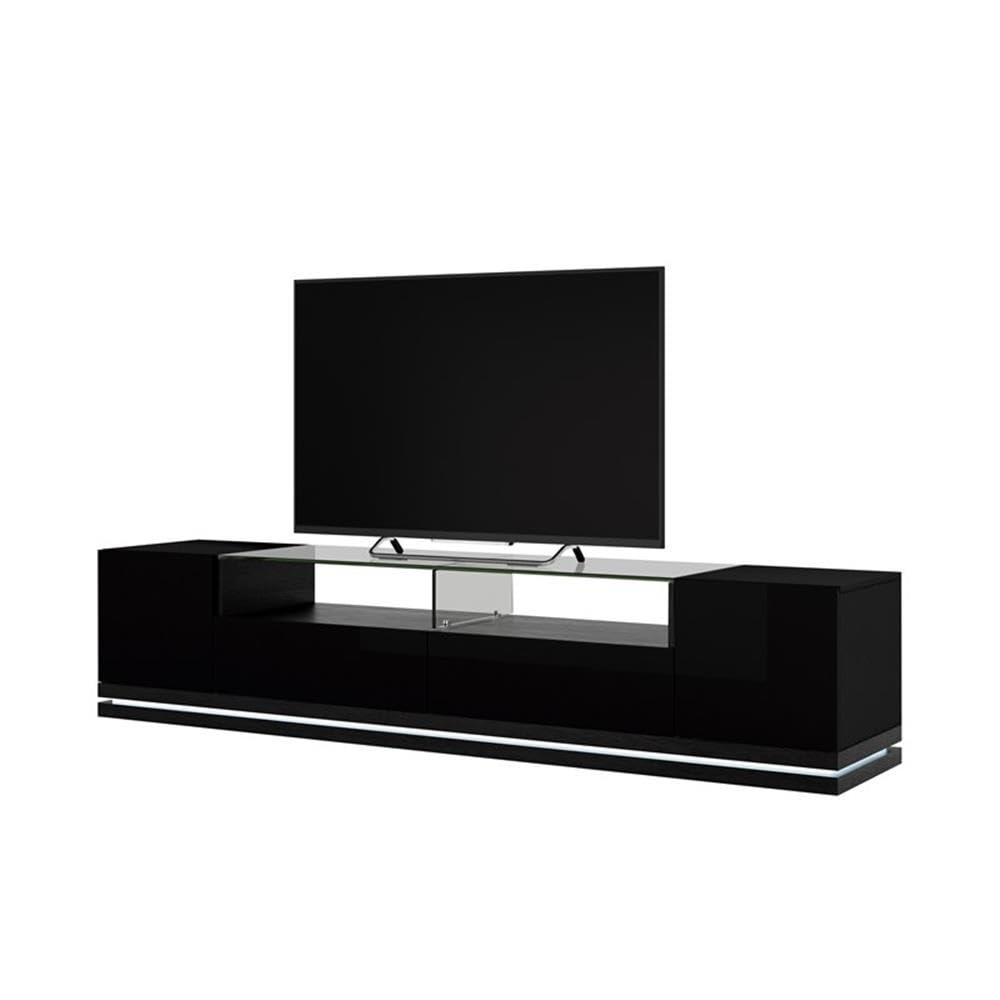 Vanderbilt Wood 85" TV Stand in Matte Black & Gloss