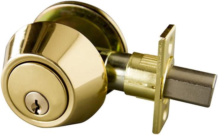 Design House 727438 Single Cylinder 6-Way Universal Deadbolt with Latch Polished Brass