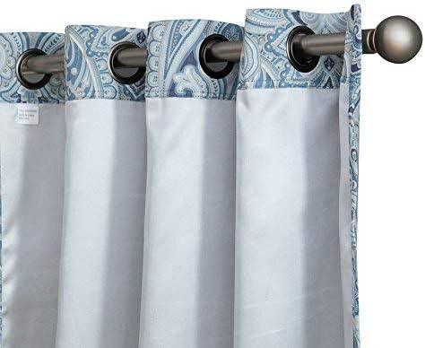 HLC.ME Paris Paisley Rod Pocket Short Scalloped Curtain Valance Basement, Bathroom, Kitchen and Small Windows - Blue, 50 W x 20 L