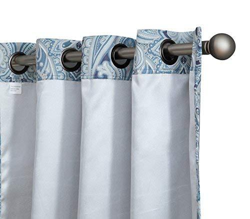 HLC.ME Paris Paisley Rod Pocket Short Scalloped Curtain Valance Basement, Bathroom, Kitchen and Small Windows - Blue, 50 W x 20 L