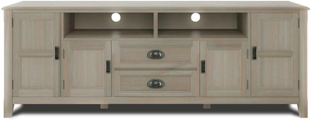 Simpli Home Burlington 72"W Solid Wood TV Stand for TVs up to 80" with 4 Cabinets