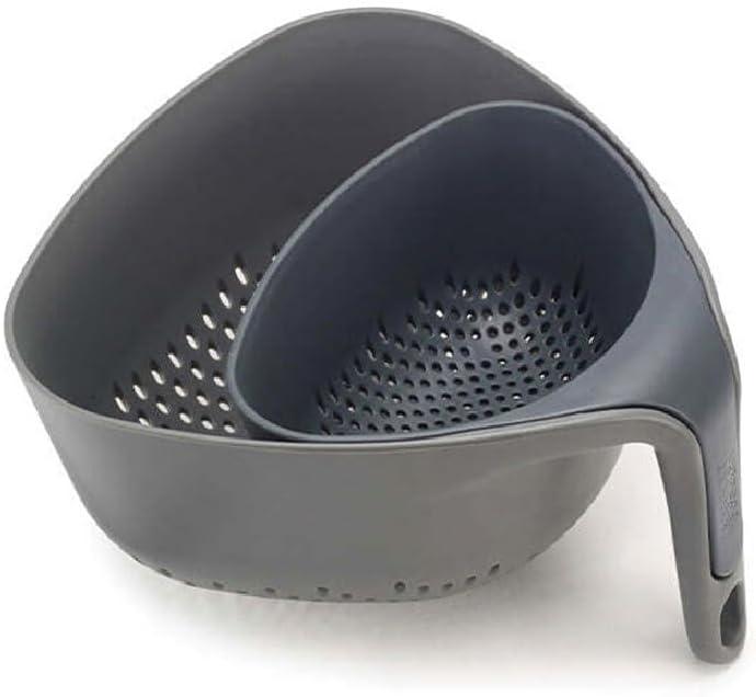 Gray Polypropylene Stackable Colanders with Easy-Pour Corners, 2-Piece Set